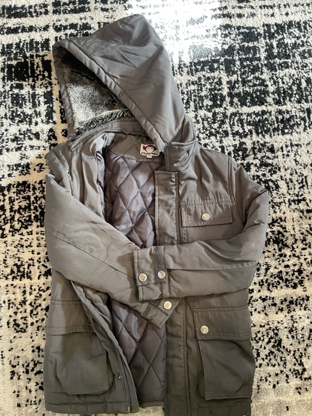 Appaman Gray Hooded Quilted-Lined Puffer Jacket